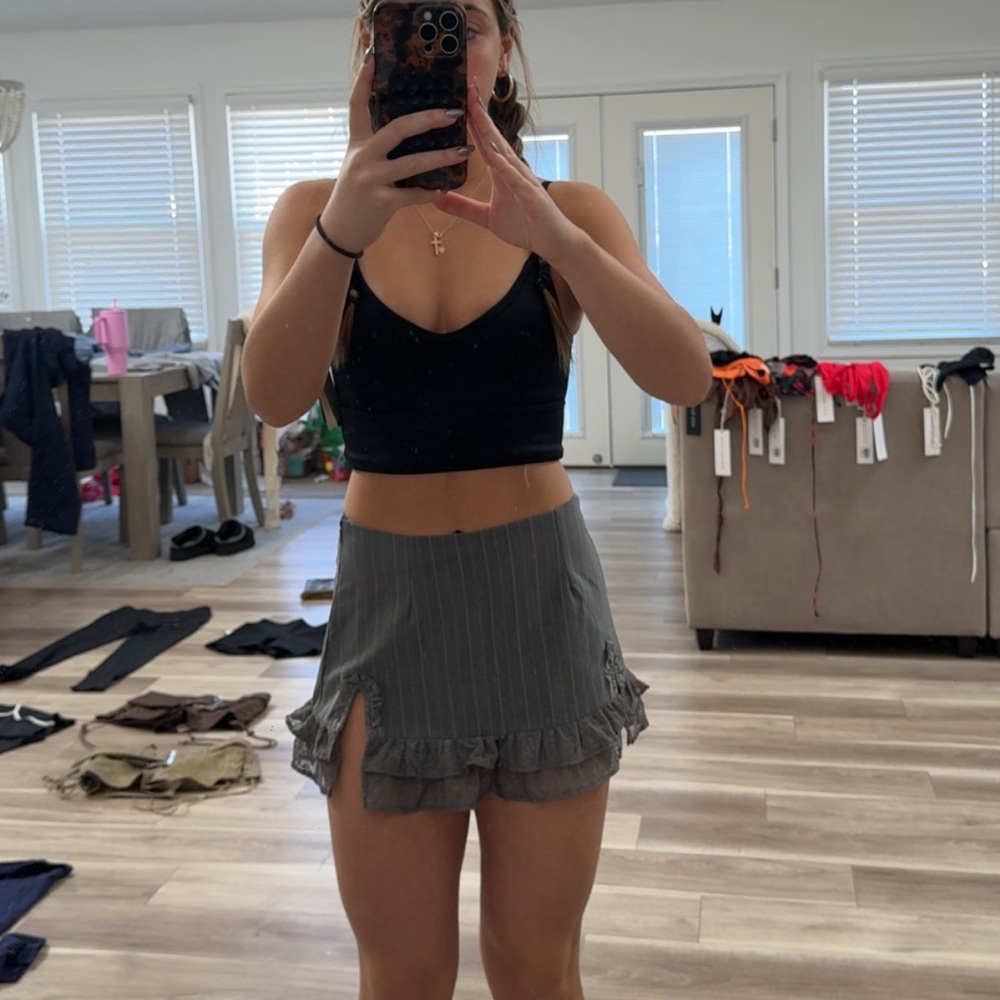 Gray Ruffle Skirt